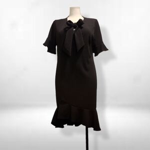 Unbranded Vintage Inspired Elegant Black Ruffle Dress MadmenVibes